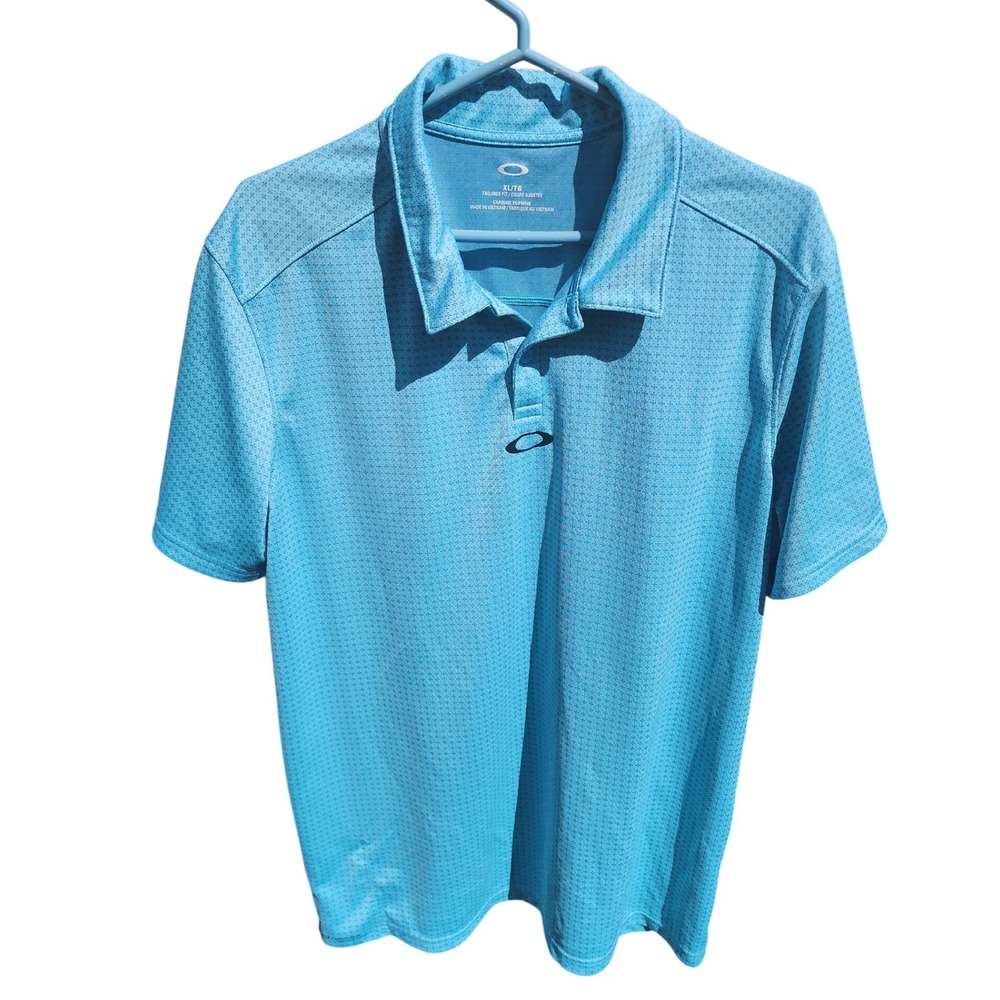 Oakley Mens Tailored Fit Polo Shirt Light Blue Short Sleeve Golf XL CA35460